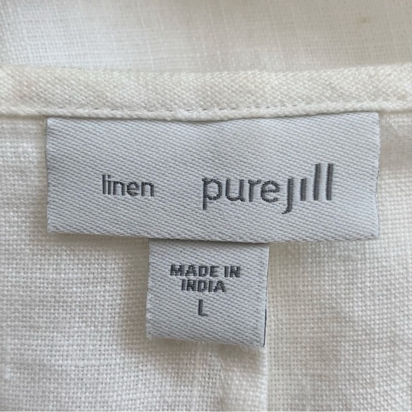J. Jill Purejill 100% Linen Off White Button Down Cardigan, Sz Large - Picture 8 of 11